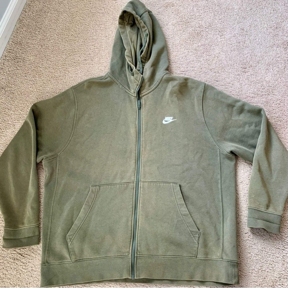 Men’s Club Fleece Hoodie Zip Up Olive Green XL